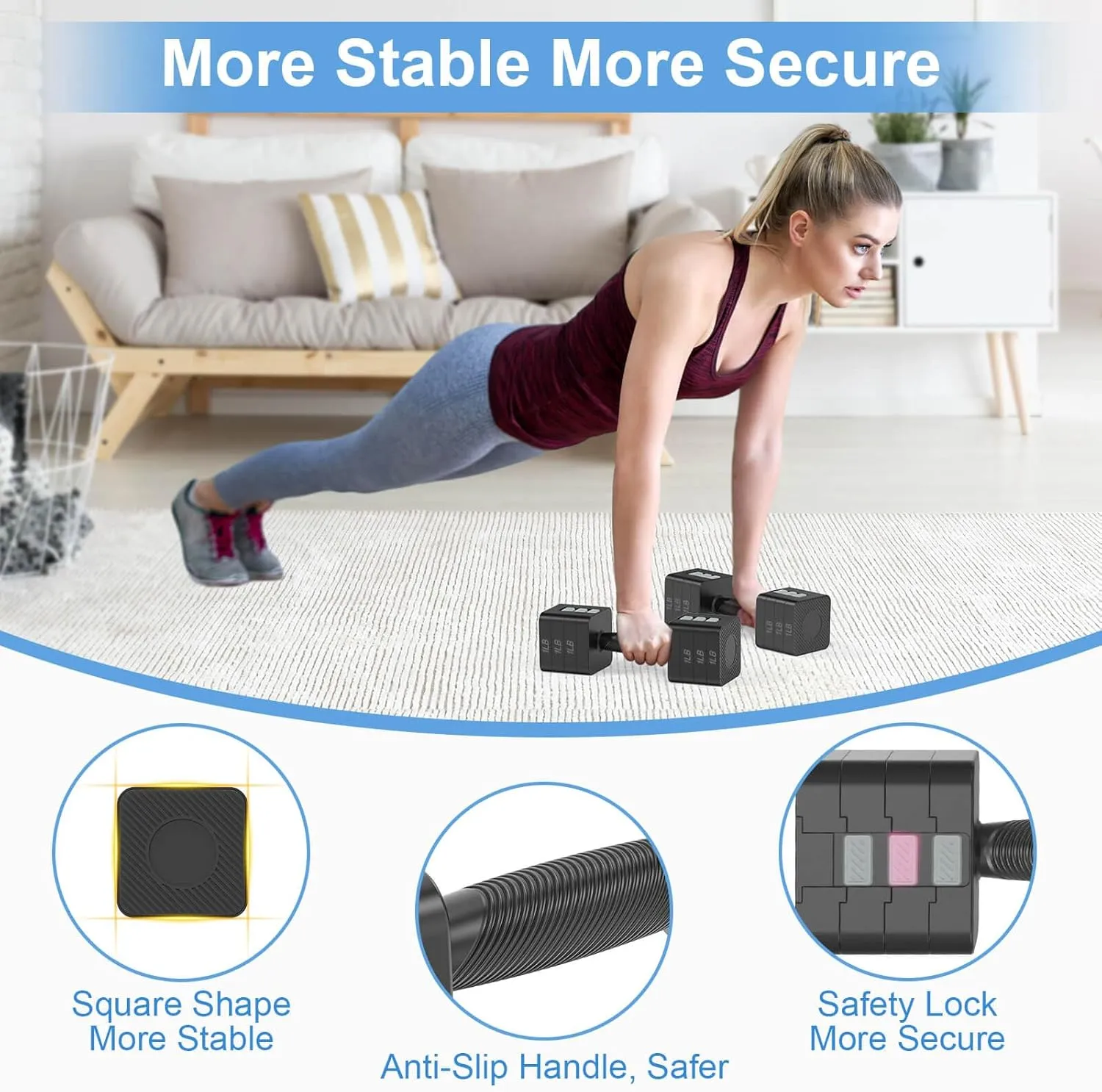 22LBS Adjustable Dumbbells Set, Hand Weights Sets with 5 Levels 3lb, 5lb, 7lb, 9lb, 11lb, Adjustable Weight Dumbbells for Women/Men Home Gym Full Body Workout