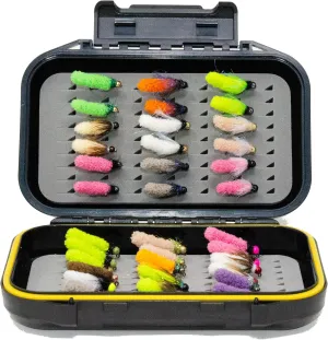 24/36/50/66 Premium Hand Tied Fly Fishing Flies Assortment | Waterproof Fly Boxes | Dry, Wet, Nymphs, Streamers, Wooly Buggers, Terrestrials | Trout, Bass Lure Set, Kit, Gift