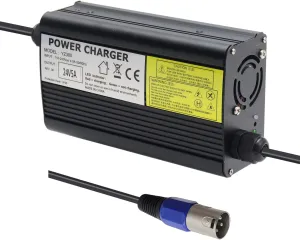 24V 5A Battery Charger with 3-Pin XLR Connector for Pride, Jazzy, Drive Medical, Golden Technologies, Shoprider, Rascal 200T/500T/301 PC/314/318 PC/320 PC/326/326A