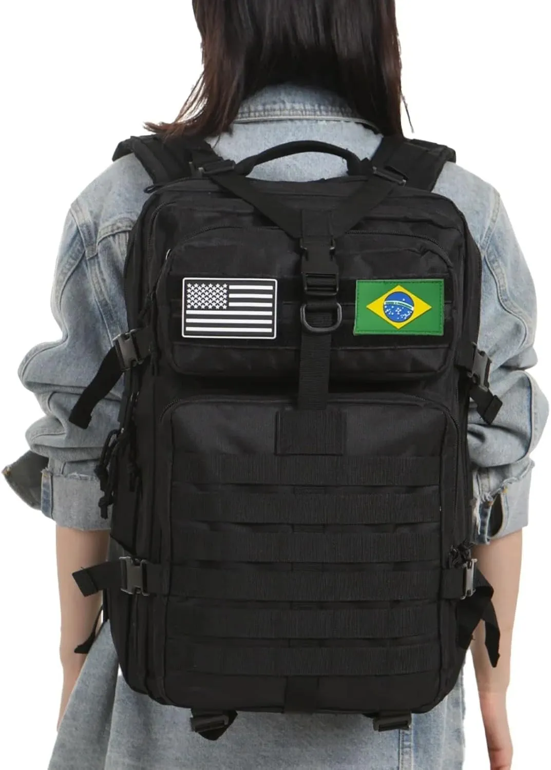 25L 50L Water-Resistant Nylon Backpack Outdoor Camping Hiking Trekking Durable Daypack Molle System (25L (Camo black))
