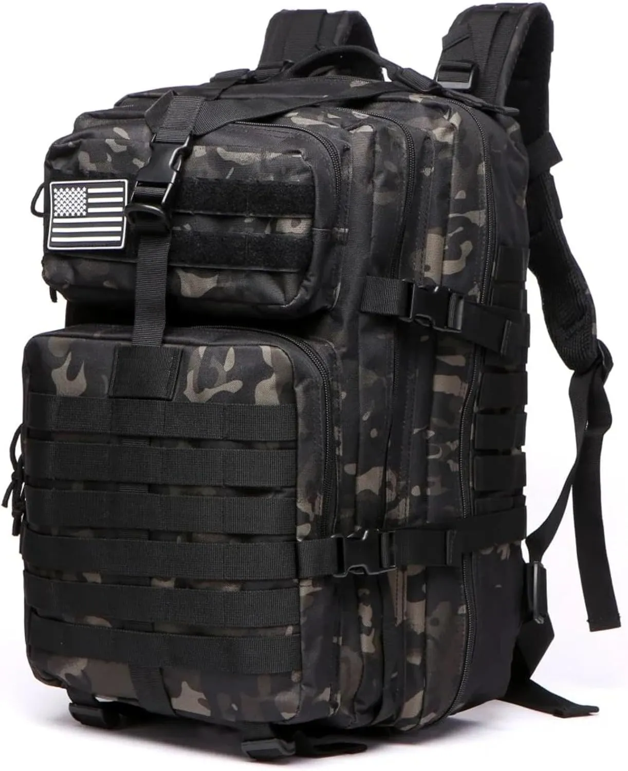 25L 50L Water-Resistant Nylon Backpack Outdoor Camping Hiking Trekking Durable Daypack Molle System (25L (Camo black))