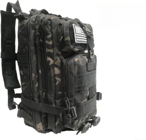 25L 50L Water-Resistant Nylon Backpack Outdoor Camping Hiking Trekking Durable Daypack Molle System (25L (Camo black))