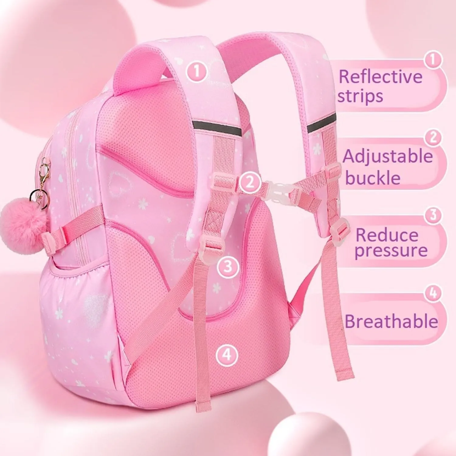 2Pcs Kids Backpack Set for Girls with Lunch Box Bookbag for Elementary School Pre Girls School Bag Water Resistant Blue