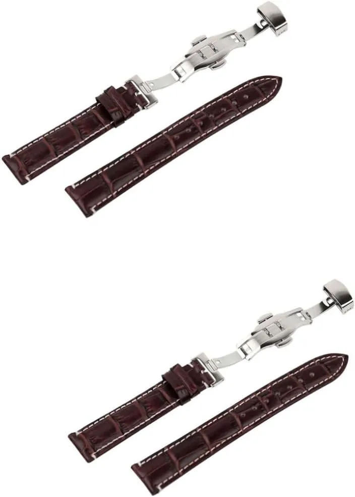 2pcs Waterproof Watch Band Watchband Pu Watch Strap Replacement Pu Watch Band Replacement Watch Strap