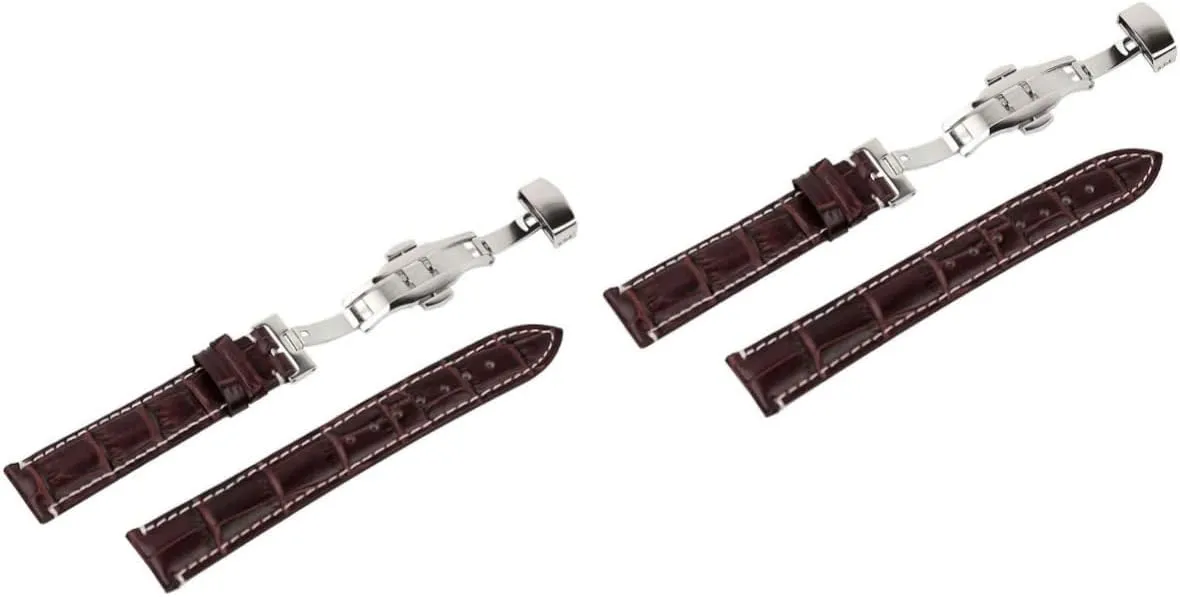 2pcs Waterproof Watch Band Watchband Pu Watch Strap Replacement Pu Watch Band Replacement Watch Strap