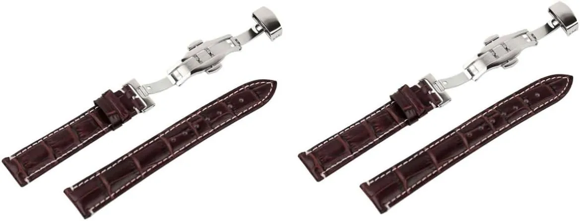 2pcs Waterproof Watch Band Watchband Pu Watch Strap Replacement Pu Watch Band Replacement Watch Strap