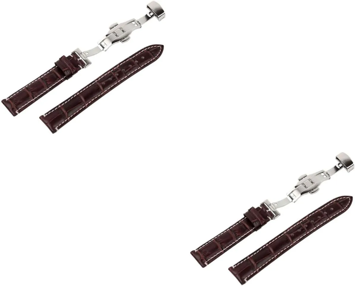 2pcs Waterproof Watch Band Watchband Pu Watch Strap Replacement Pu Watch Band Replacement Watch Strap