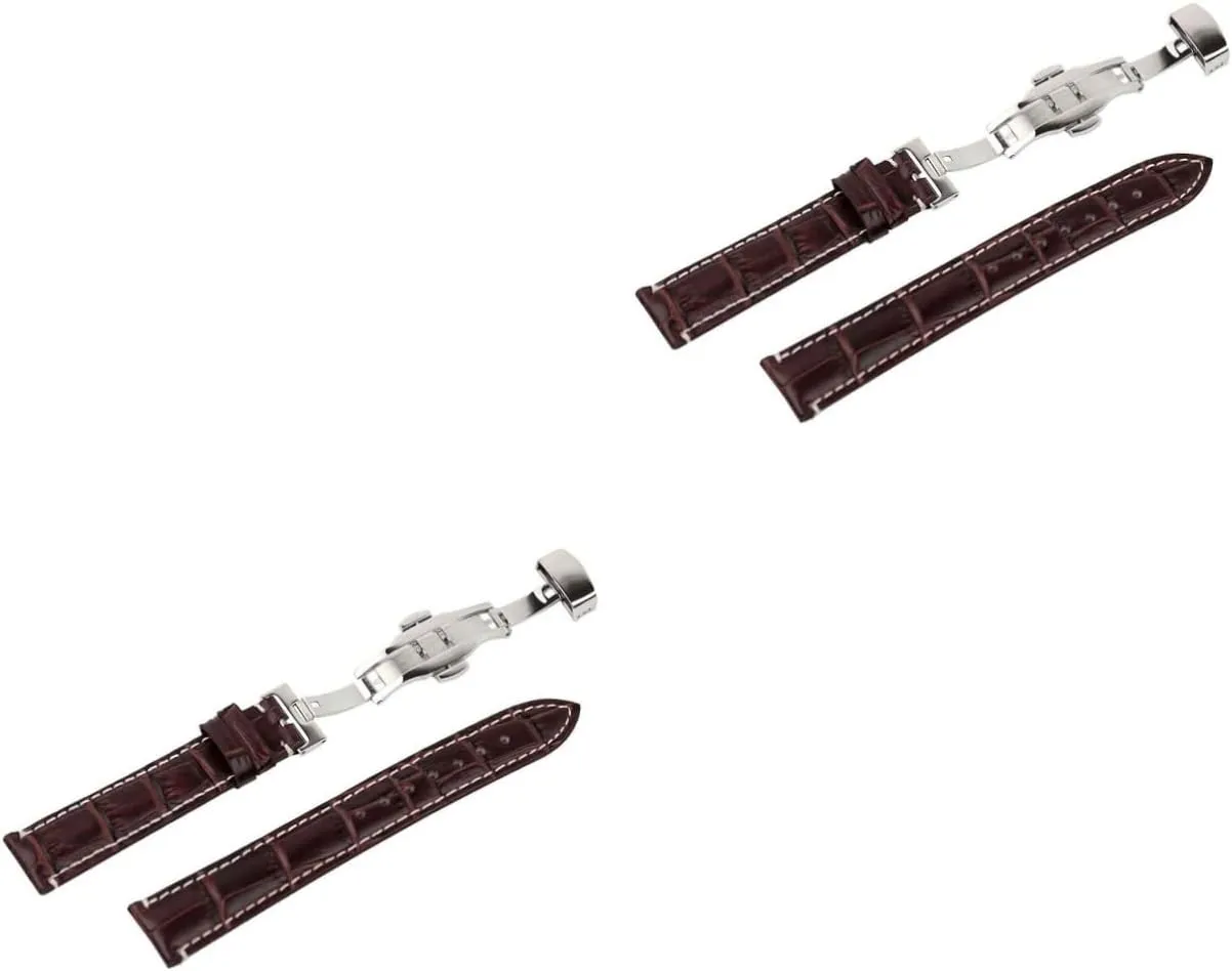 2pcs Waterproof Watch Band Watchband Pu Watch Strap Replacement Pu Watch Band Replacement Watch Strap