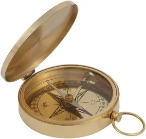 2" Magnetic Pocket Compass with Antique Finish Handmade Maritime Vintage Compass for Hiking Directional Navigational Tool Decorative Item