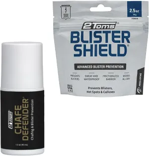 2Toms BlisterShield & Chafe Defender Bundle - All-Day Waterproof Chafing & Blister Protection for Military & First Responders