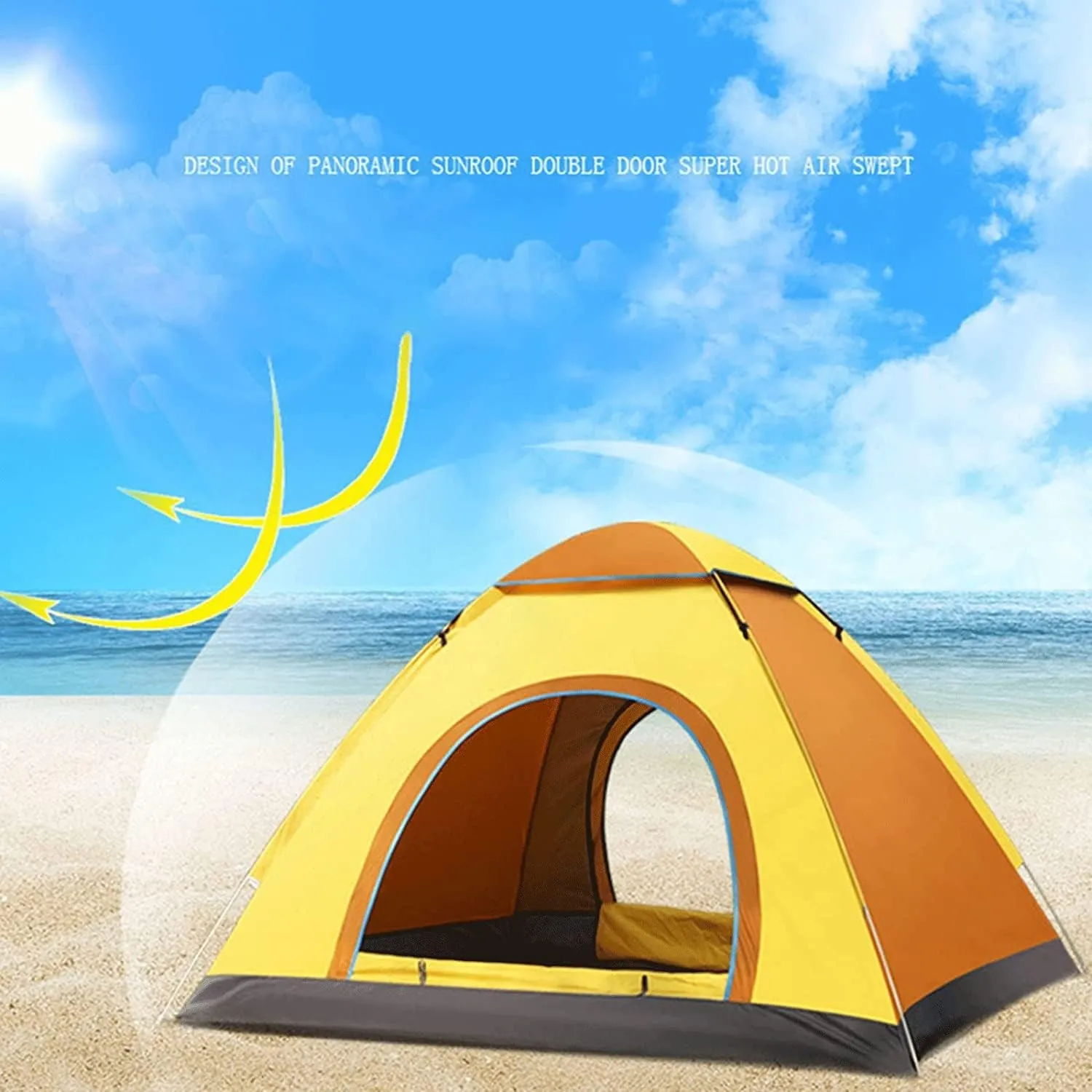 3-4 Person Automatic Family Camping Tent Camping Hiking Tipi Tent Easy to Set Up Waterproof Quick Folding for Beach Garden Camping Fishing Picnic (Color : D, Size : 34 Person)