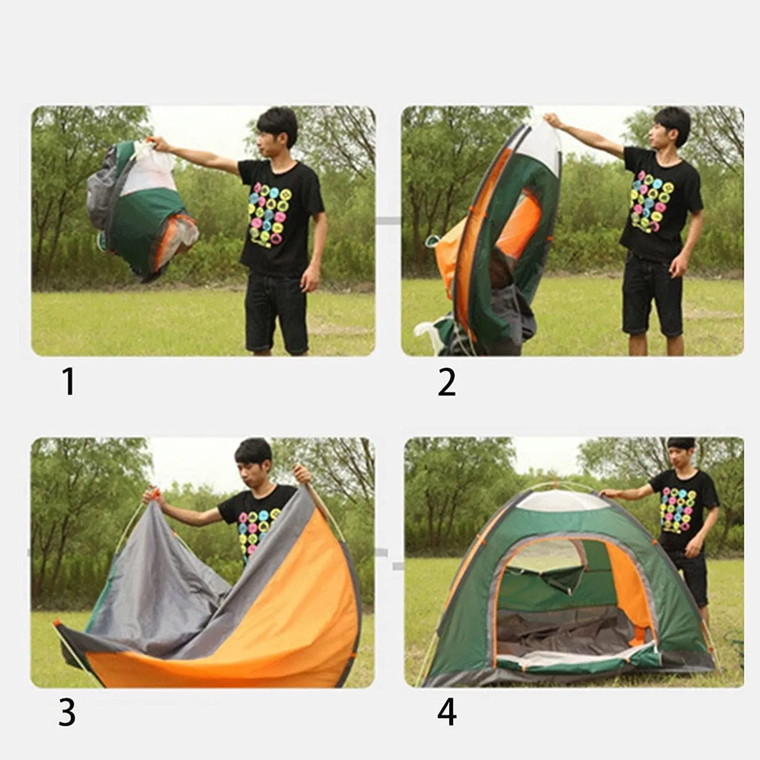 3-4 Person Automatic Family Camping Tent Camping Hiking Tipi Tent Easy to Set Up Waterproof Quick Folding for Beach Garden Camping Fishing Picnic (Color : D, Size : 34 Person)