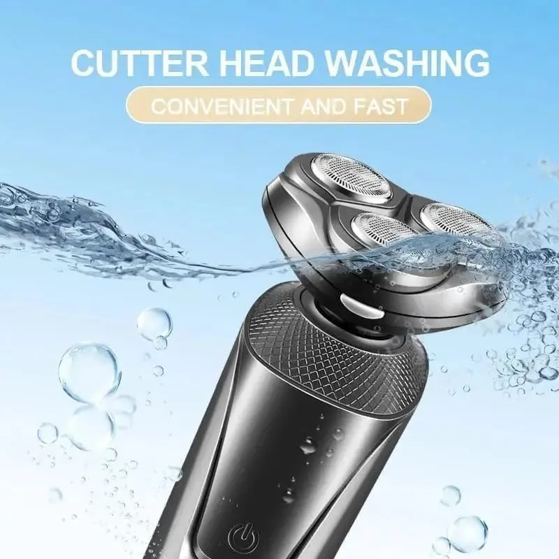 3-in-1 Electric Razor for Men – Rechargeable Beard Trimmer Precision Shaver & Grooming Kit with Interchangeable Heads Wet & Dry Use Cordless Razor for Face Neck & Body (Gray)