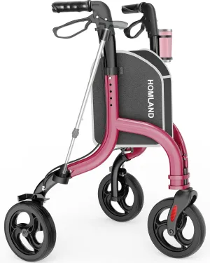 3 Wheel Walkers for Seniors, FSA/HSA Eligible Foldable Wheeled Rollator with Cane Hold and Cup Hold, Lightweight Three Wheel Rolling Walker Height Adjustable for Seniors