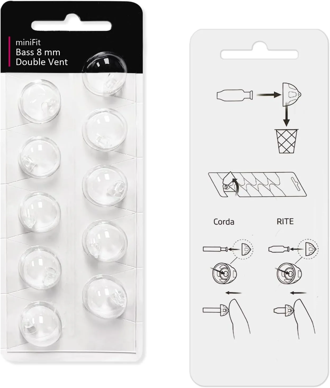 (30 Pcs) Hearing Aid Domes Accessories for Oticon Replacements, Oticon MiniFit (Double Vent 8mm) Domes, Universal Domes for Oticon Hearing Aid Supplies Kits, Fit Aid Parts for Optimal Performance