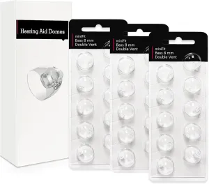(30 Pcs) Hearing Aid Domes Accessories for Oticon Replacements, Oticon MiniFit (Double Vent 8mm) Domes, Universal Domes for Oticon Hearing Aid Supplies Kits, Fit Aid Parts for Optimal Performance