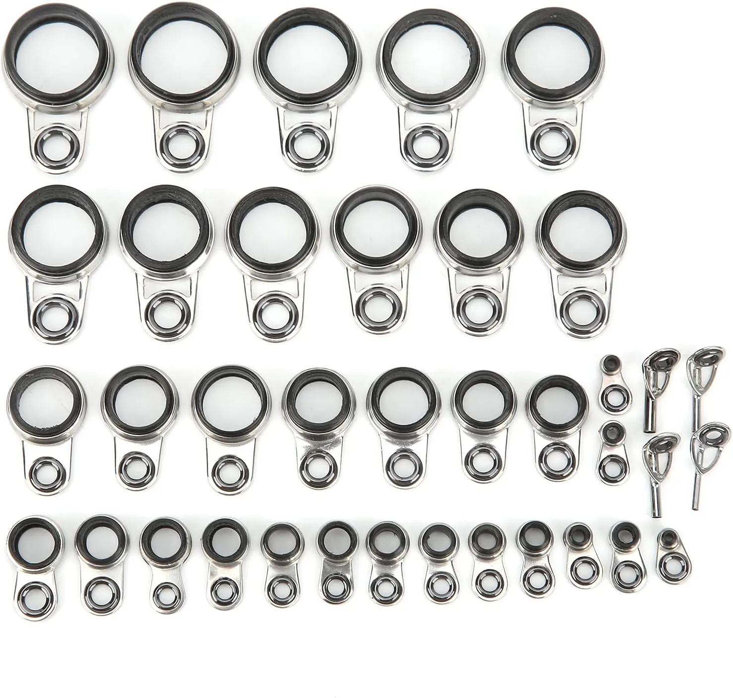 37Pcs Fishing Rod Guides Repair Kit | Stainless Steel & Ceramic Rings | Top/Side Rings for Surf Casting/Telescopic Rods | Sturdy & Abrasion - Proof