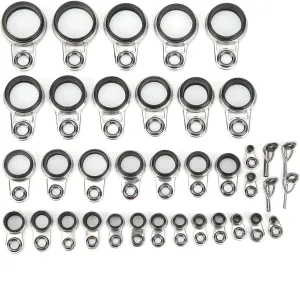 37Pcs Fishing Rod Guides Repair Kit | Stainless Steel & Ceramic Rings | Top/Side Rings for Surf Casting/Telescopic Rods | Sturdy & Abrasion - Proof