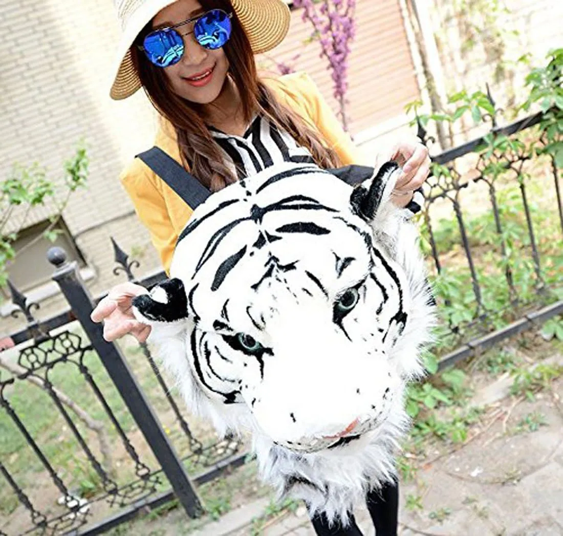 3D Animal Head Backpack Bag Backpack tiger/Lion/leopard/black bear Head Backpack Bag Knapsack and Wall Mount (tiger white)
