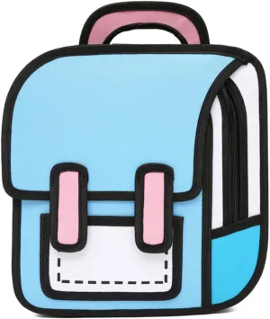 3D Jump Style Kawaii Backpack Sketch Cute Cartoon 2D Drawing from Comic Paper Anime Bookbag School Supplies Fun Daypack (Light Blue)