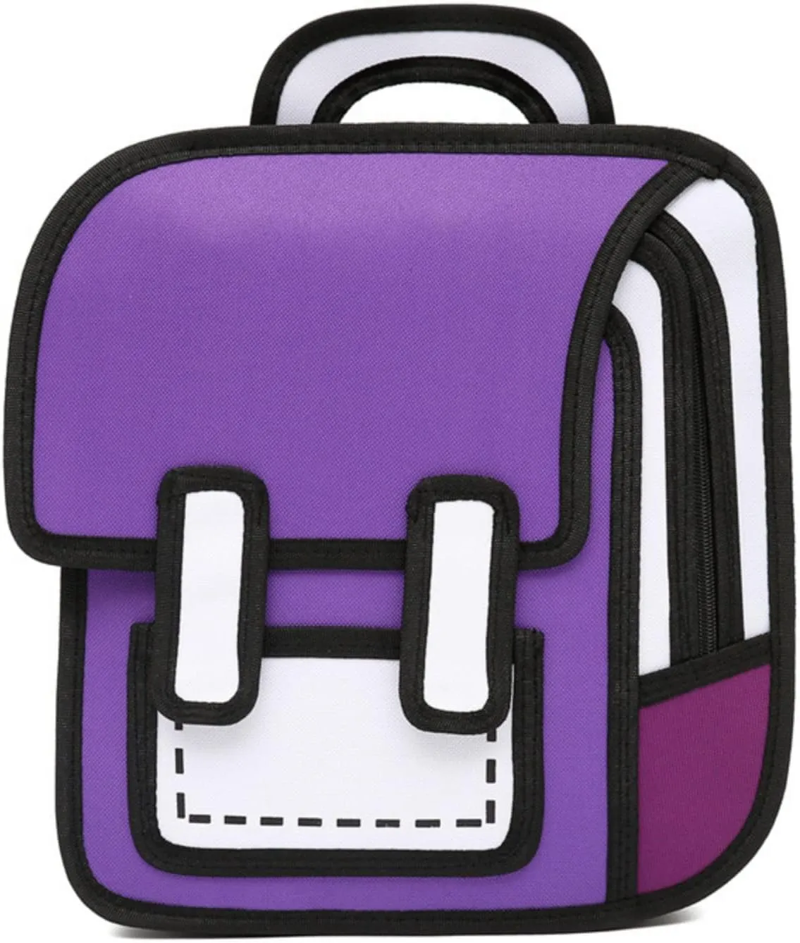 3D Jump Style Kawaii Backpack Sketch Cute Cartoon 2D Drawing from Comic Paper Anime Bookbag School Supplies Fun Daypack (Purple)