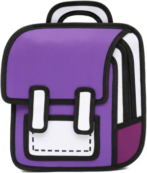 3D Jump Style Kawaii Backpack Sketch Cute Cartoon 2D Drawing from Comic Paper Anime Bookbag School Supplies Fun Daypack (Purple)
