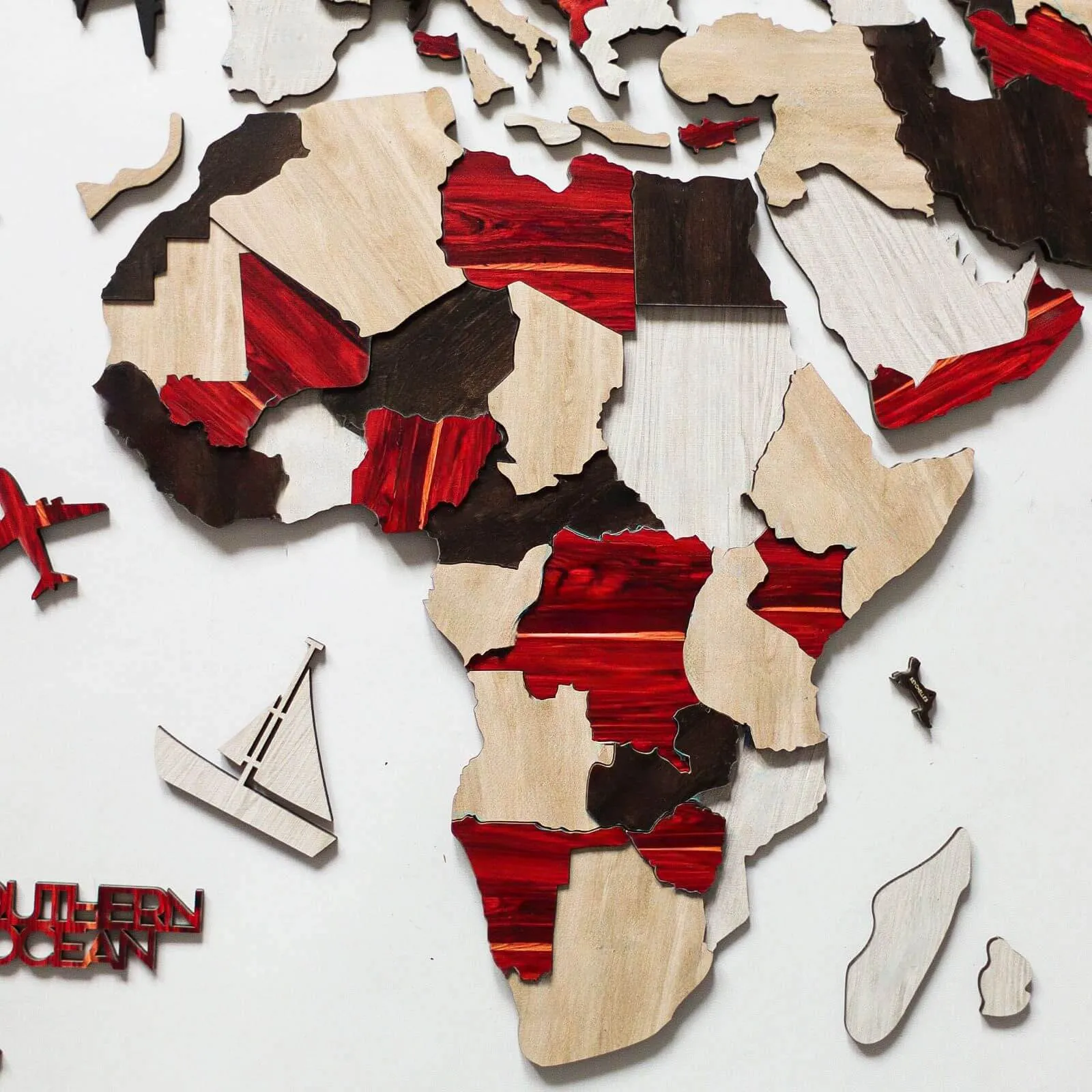 3D Luminous/Magnetic Colored Wooden World Map Urban
