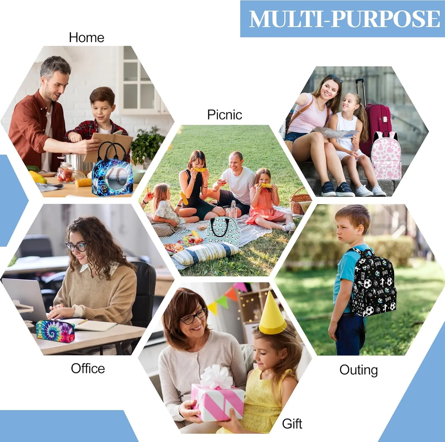 3PCS Backpack for Boys Girls, Kids School Backpack Sets with Lunch Bag Pencil Case, Large Capacity 17 Inch Bookpack 3 in 1 Set for Teens Elementary Middle High School Students (Football)