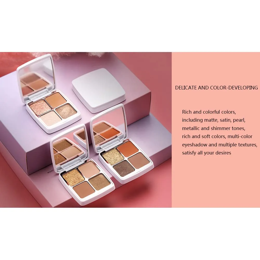 4 Colors Eyeshadow Palette Matte Shimmer Glitter Ultra Pigmented Long Lasting Makeup Eyeshadow Powder Waterproof Eye Shadow Palette Cosmetics Makeup Kit Christmas Party Essentials (1#)