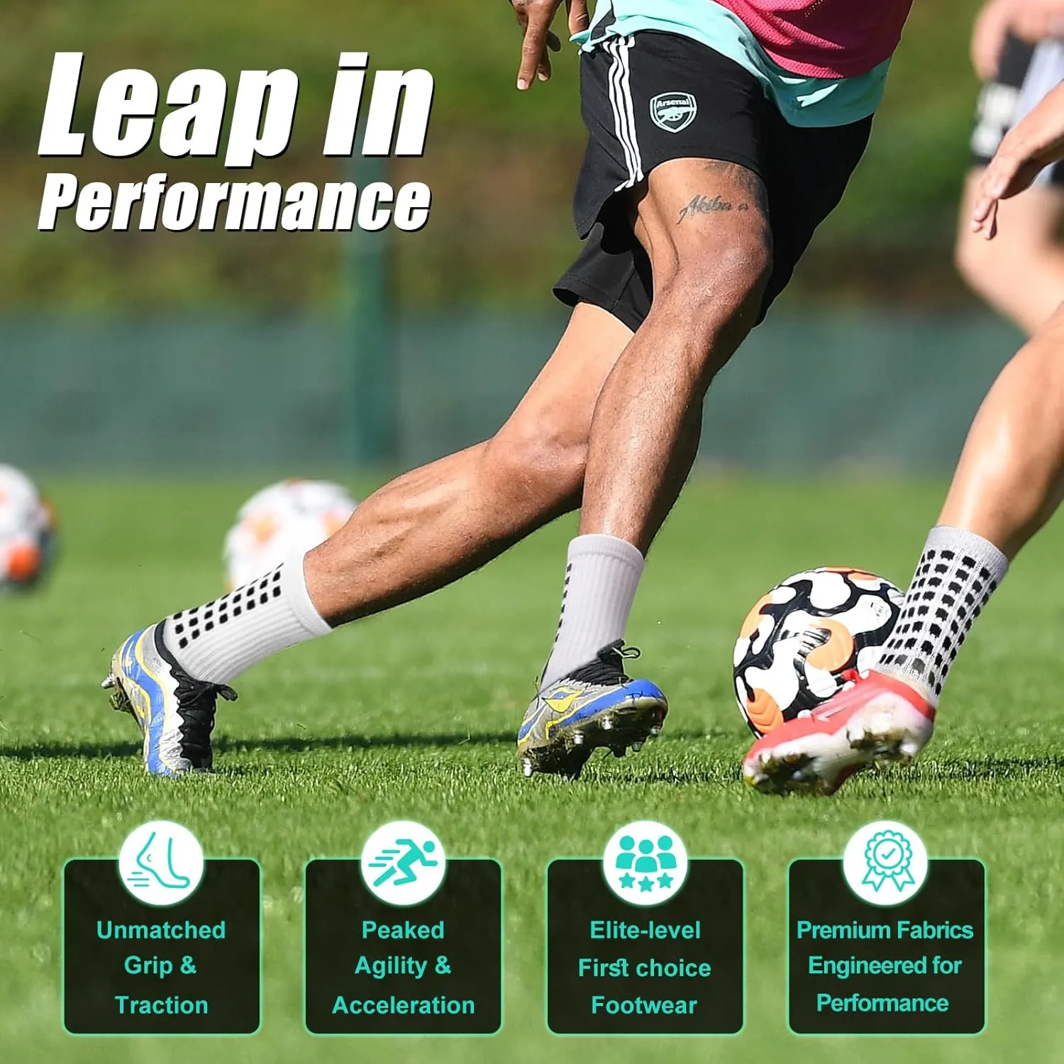 4 Pairs Men's Grip Soccer Socks Non Skid Anti Slip Socks for Football Basketball Athletic Yoga Sports