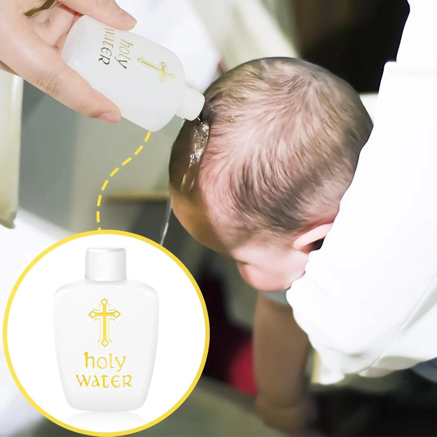 40 Pcs Holy Water Bottles 2oz Holy Water Container Plastic Empty Containers with Gold Cross for Catholic Christian Halloween First Communion Gift Thanksgiving Baptism Party Church 60ml