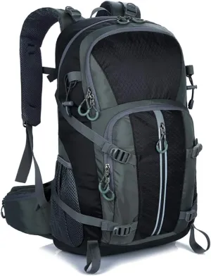40L Hiking Backpack, Waterproof Men Women Outdoor Travel Backpack for Trekking, Camping, Walking with Rain Cover (Black)