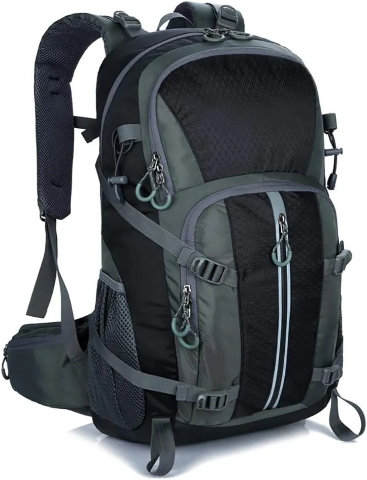40L Hiking Backpack, Waterproof Men Women Outdoor Travel Backpack for Trekking, Camping, Walking with Rain Cover (Black)