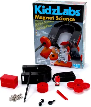 4M Magnet Science Kit - 10 Magnetic Experiments & Games (over 25 pieces to Build & STEM Learn From) - Power the Racer with a Magnet, Levitate a Magnet, Magnetic Yacht & Fishing, Boys & Girls, Age 8 