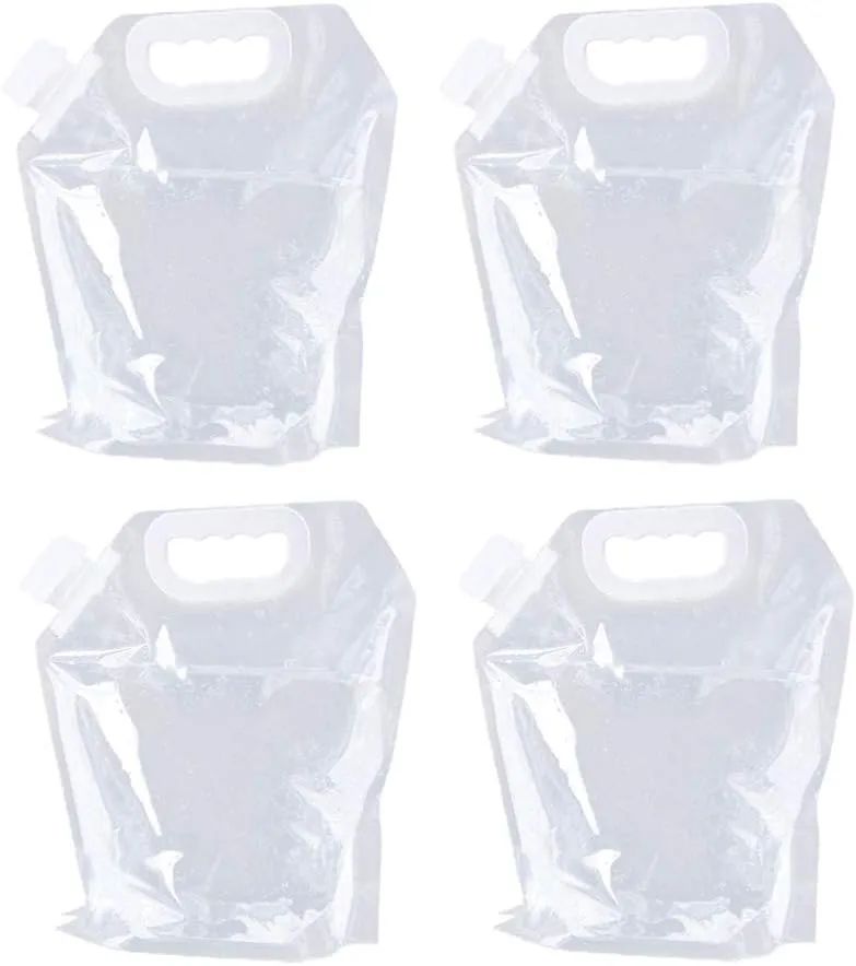 4pcs Water Storage Bag, Foldable Water Bag Carrier Water Container Bag for Camping Hiking Backpack Emergency Travle 5L