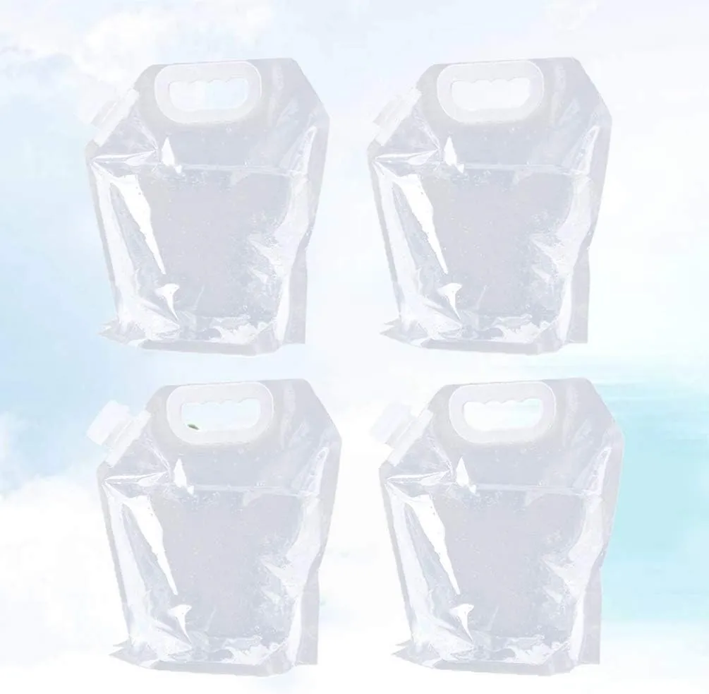 4pcs Water Storage Bag, Foldable Water Bag Carrier Water Container Bag for Camping Hiking Backpack Emergency Travle 5L