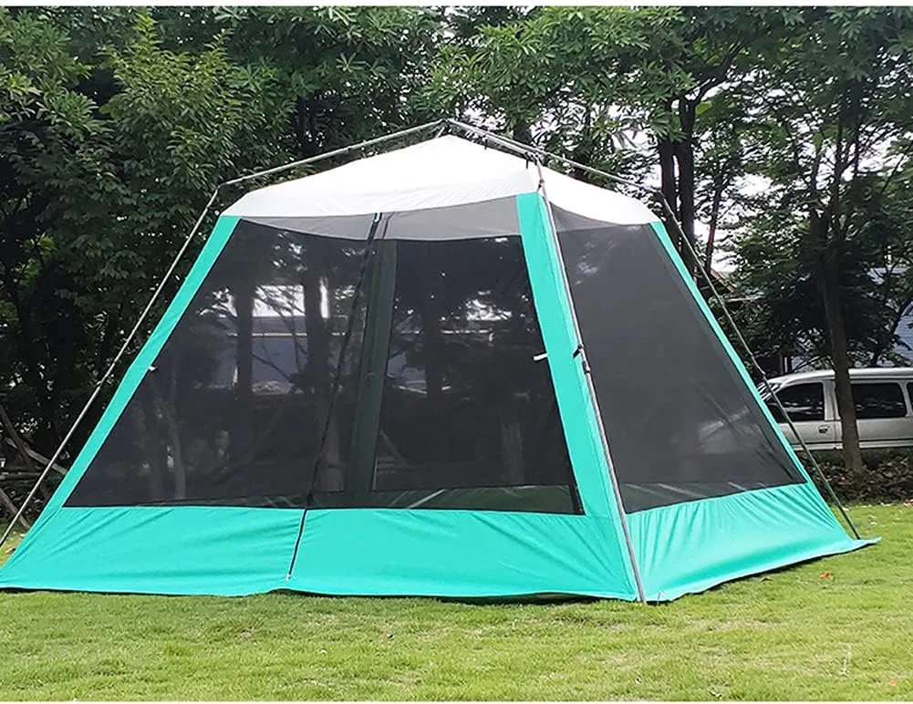 5-8 Person Camping Tent Pop Up Tent with Zipped Double Door and Carrying Bag Instant Family Tent for Hiking Camping Outdoor (Green 305x305x210cm) (Green 305x305x210cm) (Green 305x305x210cm)