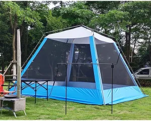 5-8 Person Camping Tent Pop Up Tent with Zipped Double Door and Carrying Bag Instant Family Tent for Hiking Camping Outdoor (Green 305x305x210cm)