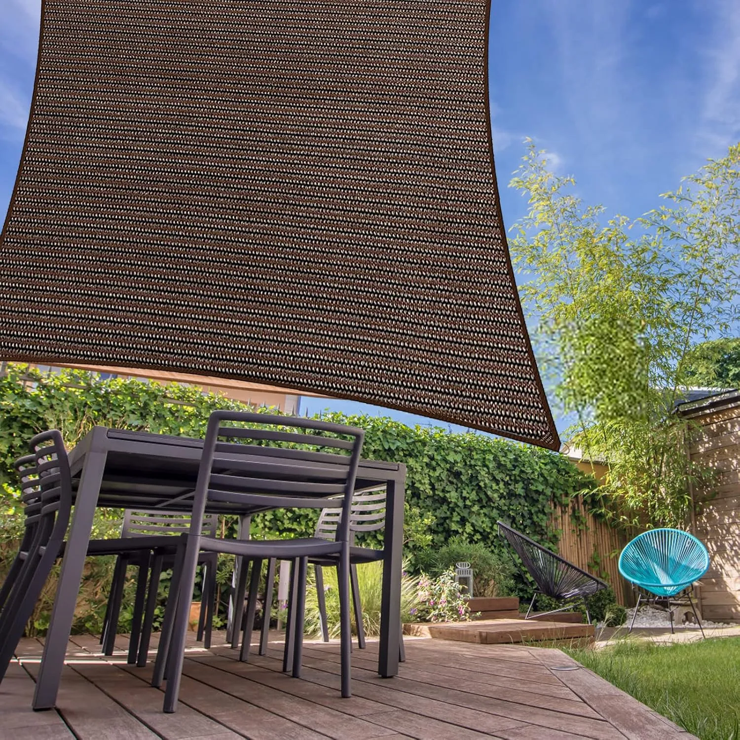 5' x 8' Rectangle Sun Shade Sail Canopy UV Block Fabric Shelter Cloth Screen Awning for Outdoor Patio Garden - 185 GSM, 96% UV Block, Heavy Duty, Customized, Brown