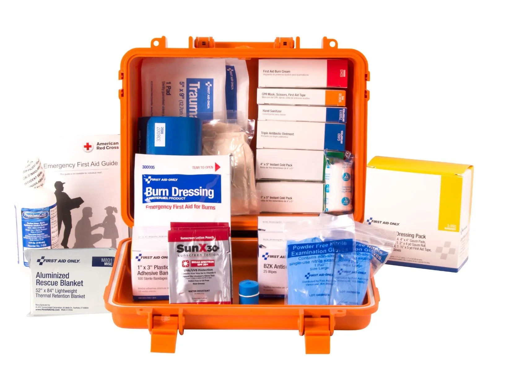 50 Person ANSI A Unitized Plastic Waterproof First Aid Kit, ANSI 2021 Compliant