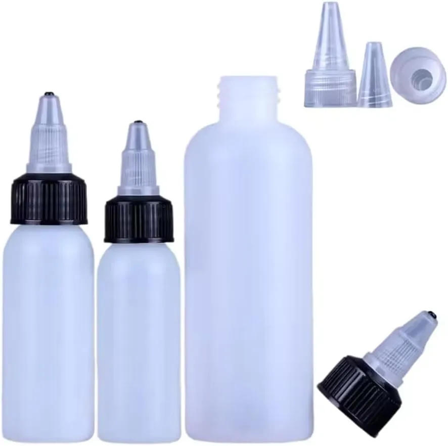 50PCS 10ml-250ml Plastic HDPE Squeeze Bottles with Twist Top Cap Travel Dispensing Containers for Paint Art Craft Liquids Lotion Glue Translucent (250ml-Hair water cover,True color)