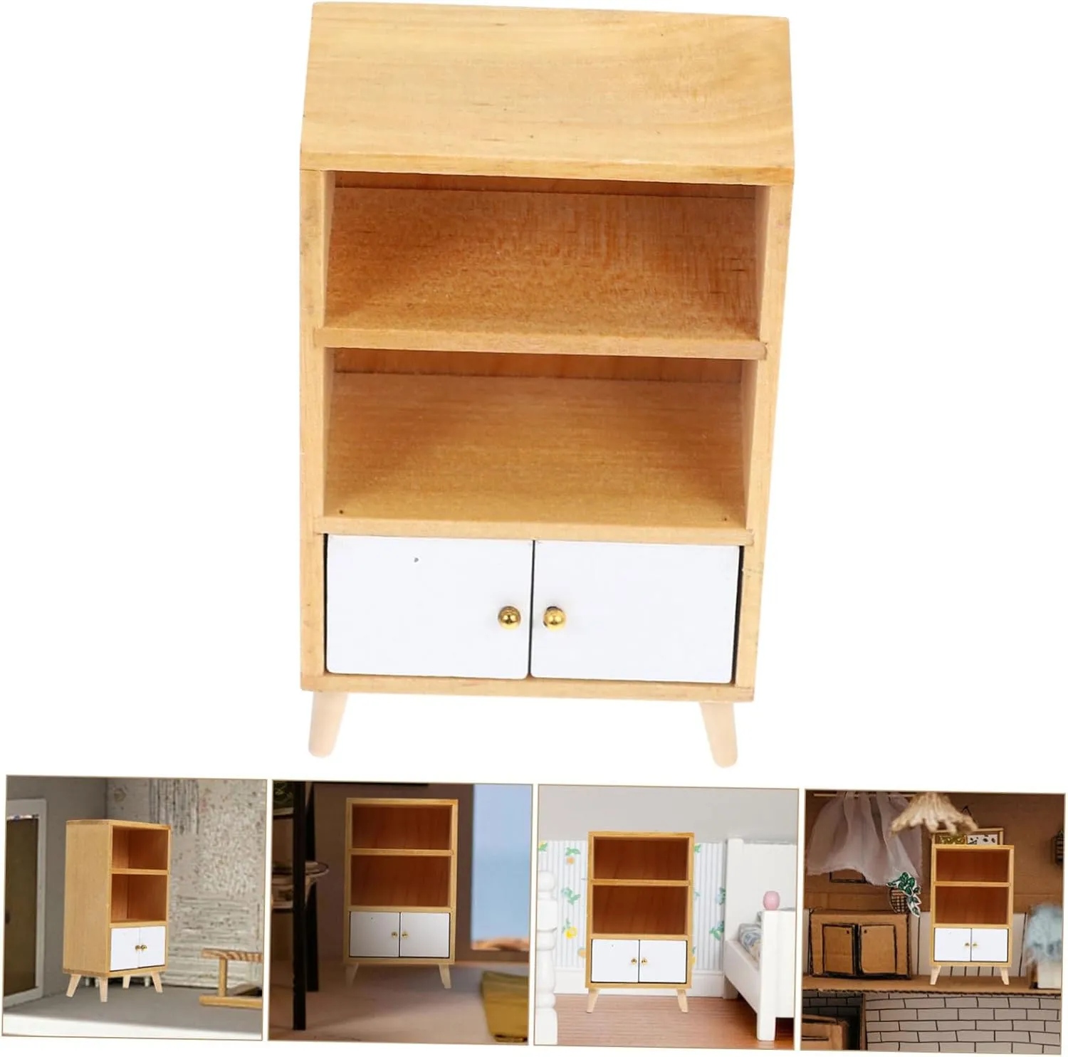 5pcs Miniature Bookshelf Model for Dollhouse Compact Display Furniture for Boys and Girls Room Living Room Kitchen Dollhouse Accessories and Decor Fine Wood Craftsmanship