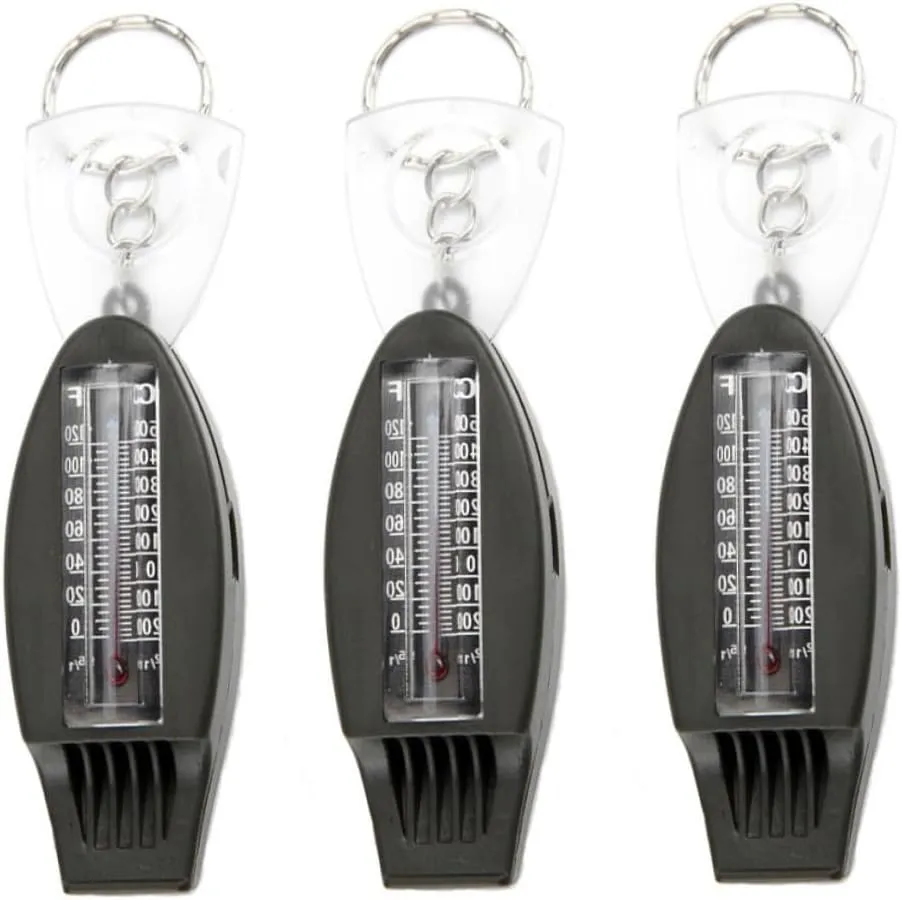 6 pcs Multifunctional Whistle Survival Whistle with Compass Survival Equipment Compass ABS high-Strength
