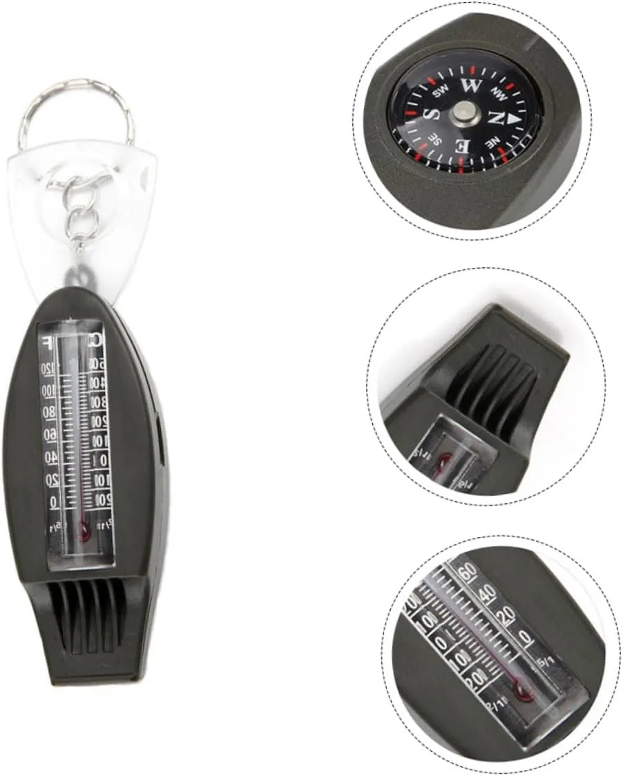 6 pcs Multifunctional Whistle Survival Whistle with Compass Survival Equipment Compass ABS high-Strength