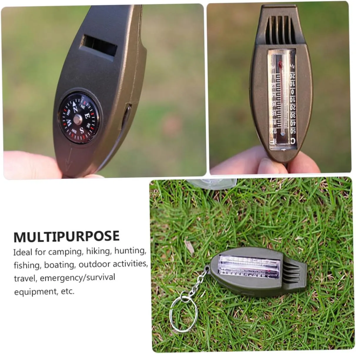 6 pcs Multifunctional Whistle Survival Whistle with Compass Survival Equipment Compass ABS high-Strength