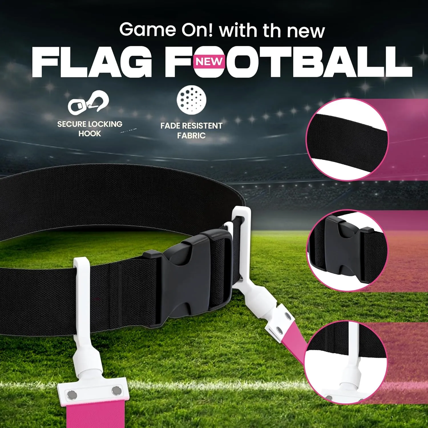6 Player Pop Flag Football Set-Complete w/Flags, Belts and carry Backpack