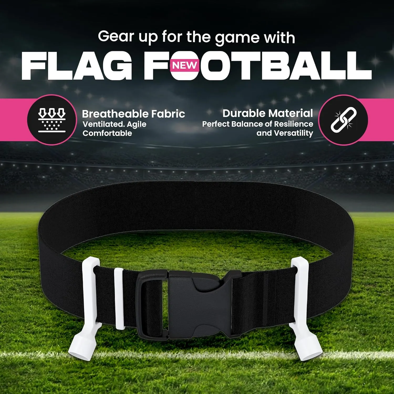 6 Player Pop Flag Football Set-Complete w/Flags, Belts and carry Backpack