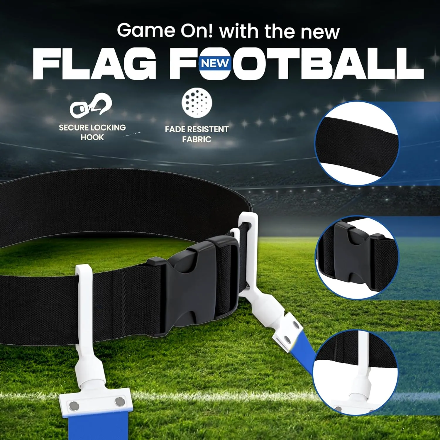 6 Player Pop Flag Football Set-Complete w/Flags, Belts and carry Backpack