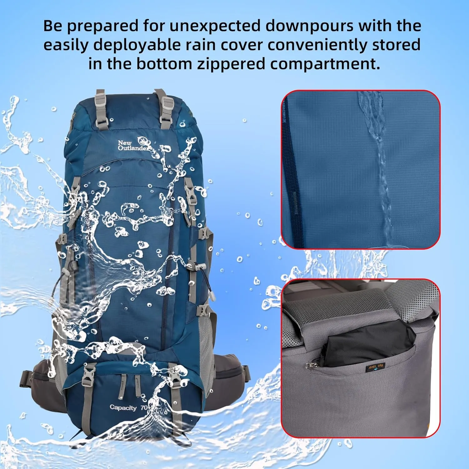 75L Internal Frame Hiking Backpack Mountain Climbing Camping Backpack Travel Daypack with Rain Cover for Men & Women