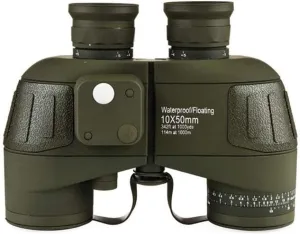 7X50/10X50 Powerful Marine Binoculars Level with rangefinder Compass Low Light NightHD Waterproof Advanced Telescope (Dark Green)